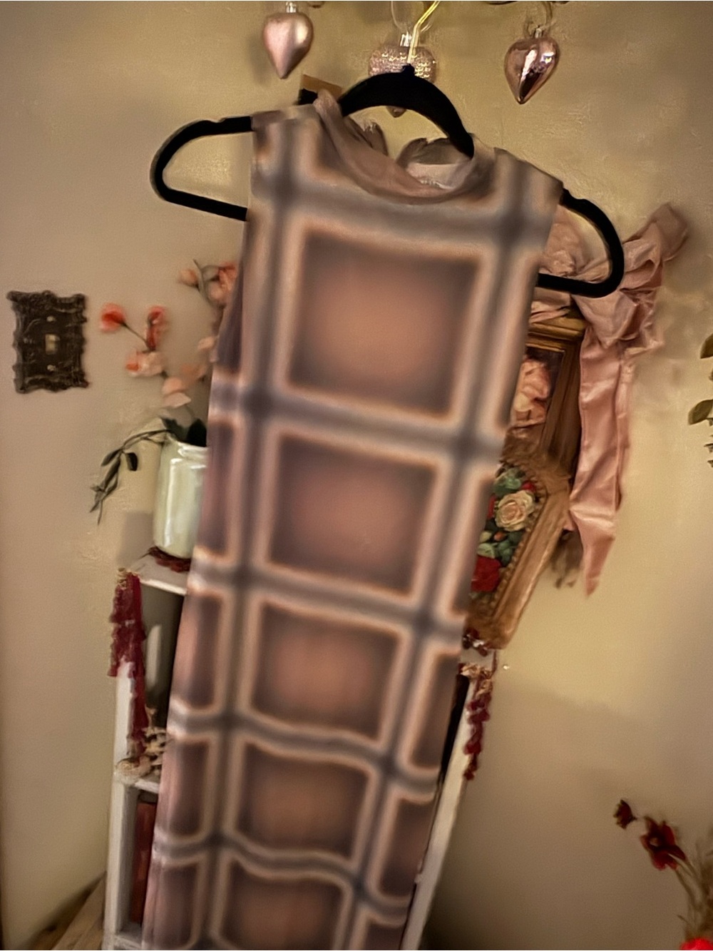 Sleeveless Plaid Midi Dress in Blush Pink